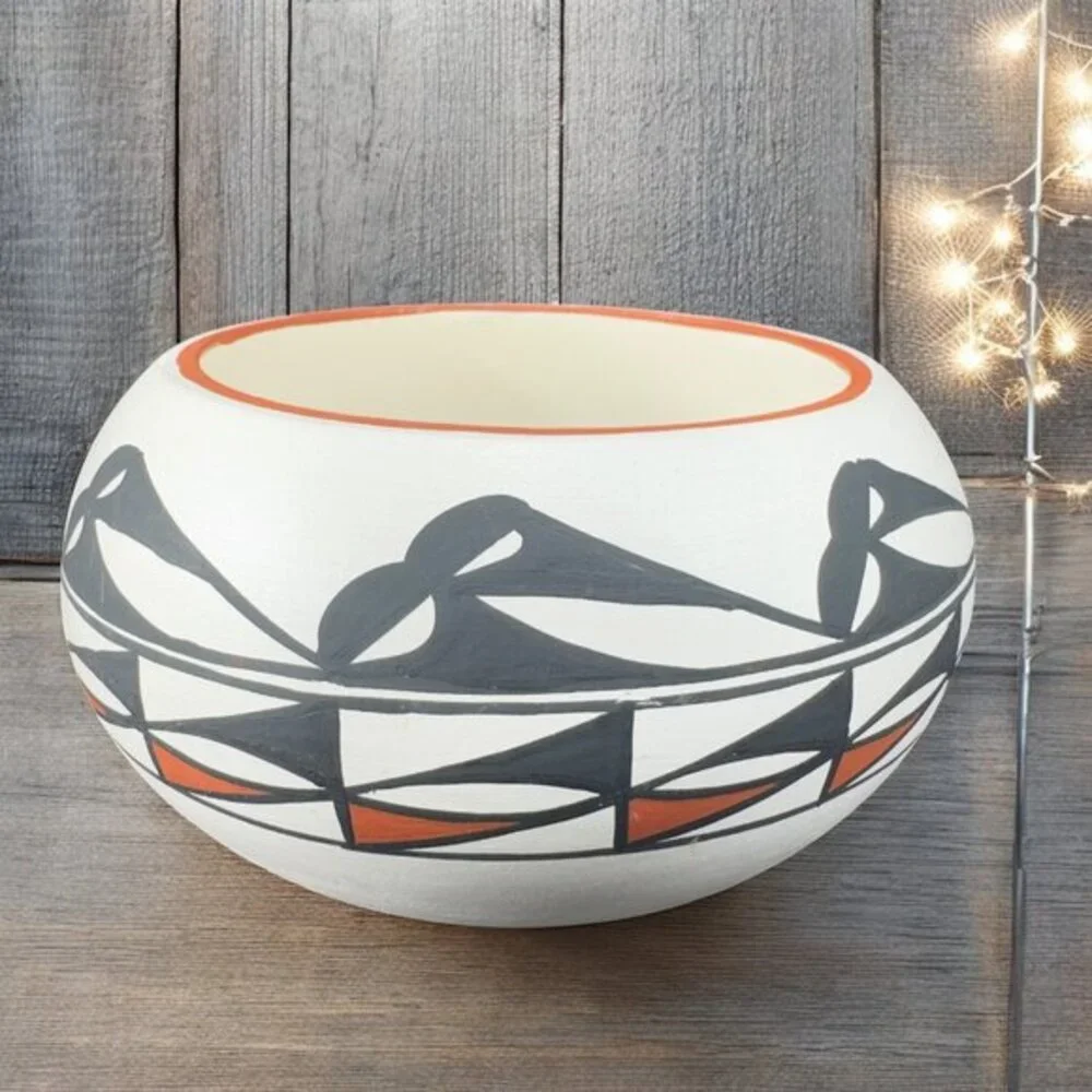 M L Laguna Hand Made Pottery Native American Artist Signed Planter Dish Bowl VTG